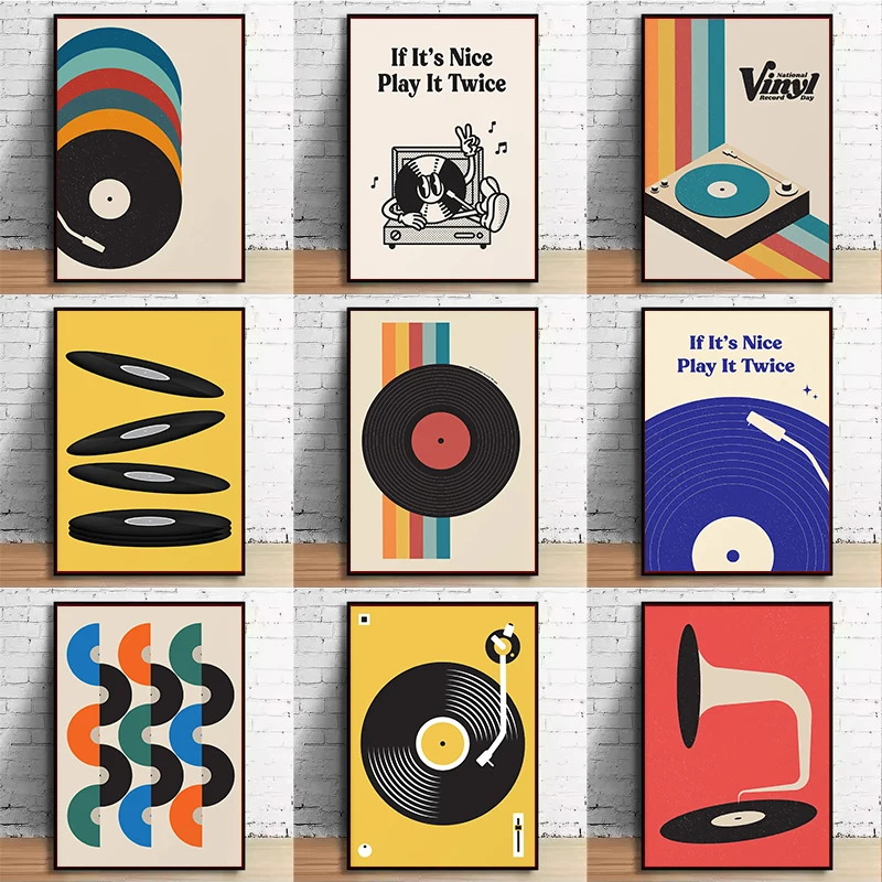Mid Century Vinyl Record Canva - Audio Music Live 评论和价格