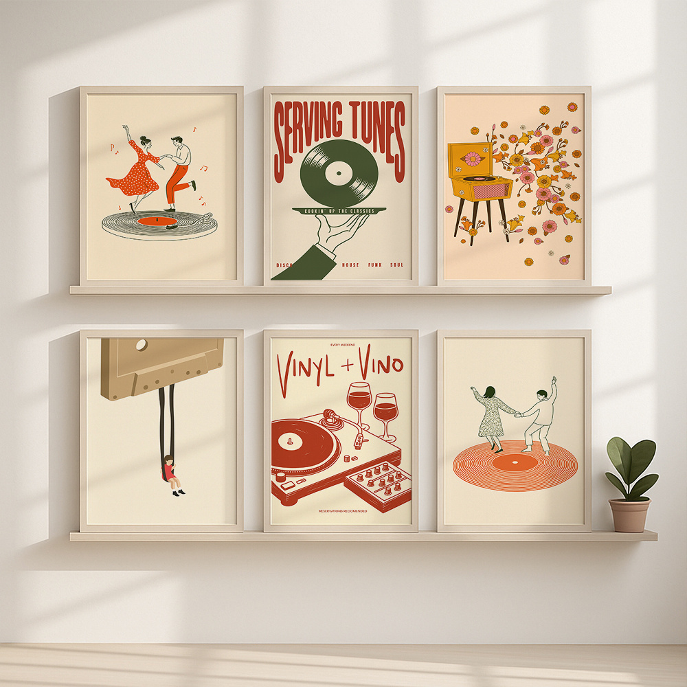 1pc Vintage Music Canvas Poste - Audio Music Live 评论和价格