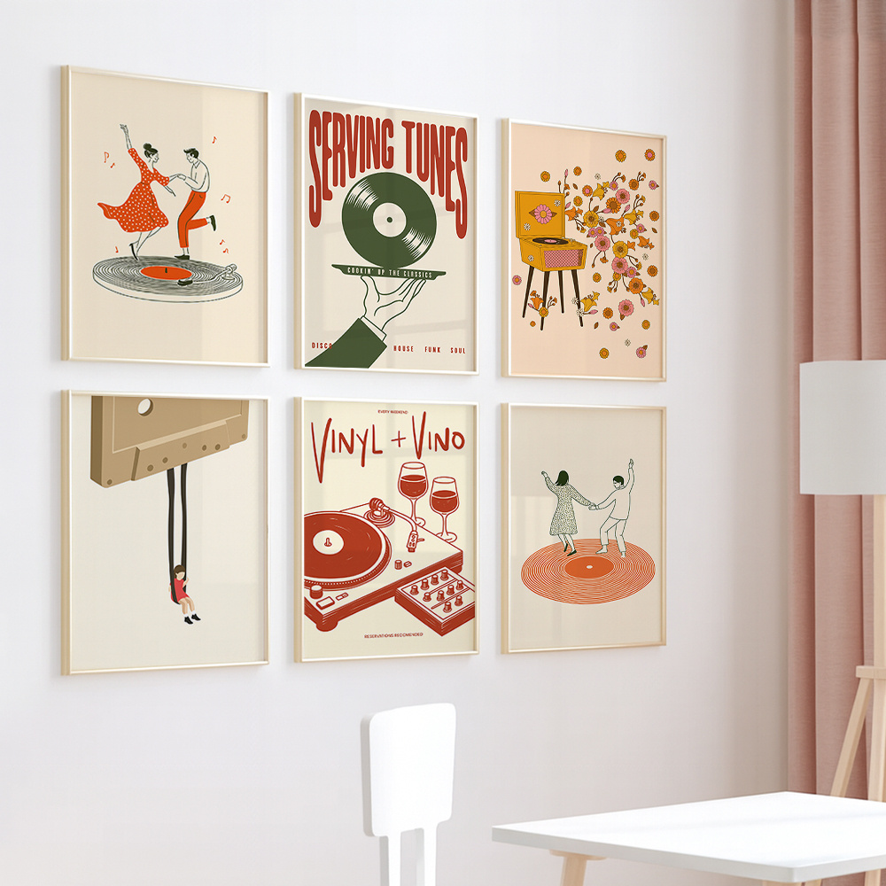 1pc Vintage Music Canvas Poste - Audio Music Live 评论和价格