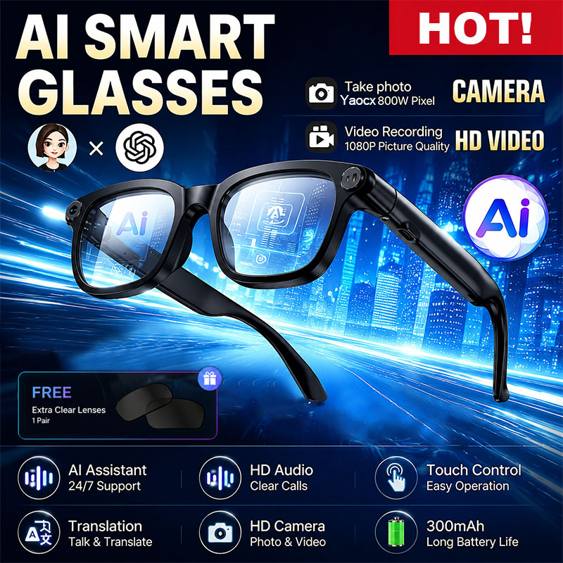 New AI Smart Glasses 800W HD C - Audio Music To Video Ai Free 评论和价格