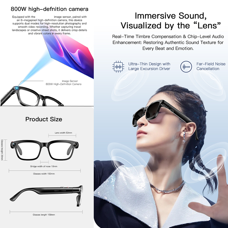 New AI Smart Glasses 800W HD C - Audio Music To Video Ai Free 评论和价格