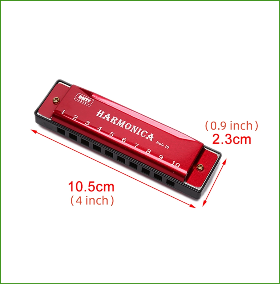Multicolored Harmonica Key of  - Harmonica 10 Hole 评论和价格